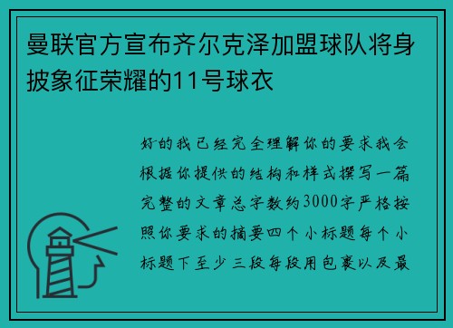 曼联官方宣布齐尔克泽加盟球队将身披象征荣耀的11号球衣